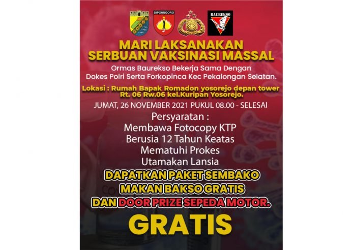 Sejumlah Doorprize Disiapkan Untuk Vaksinasi Massal di Pekalongan Sejumlah Doorprize Disiapkan Untuk Vaksinasi Massal di Pekalongan