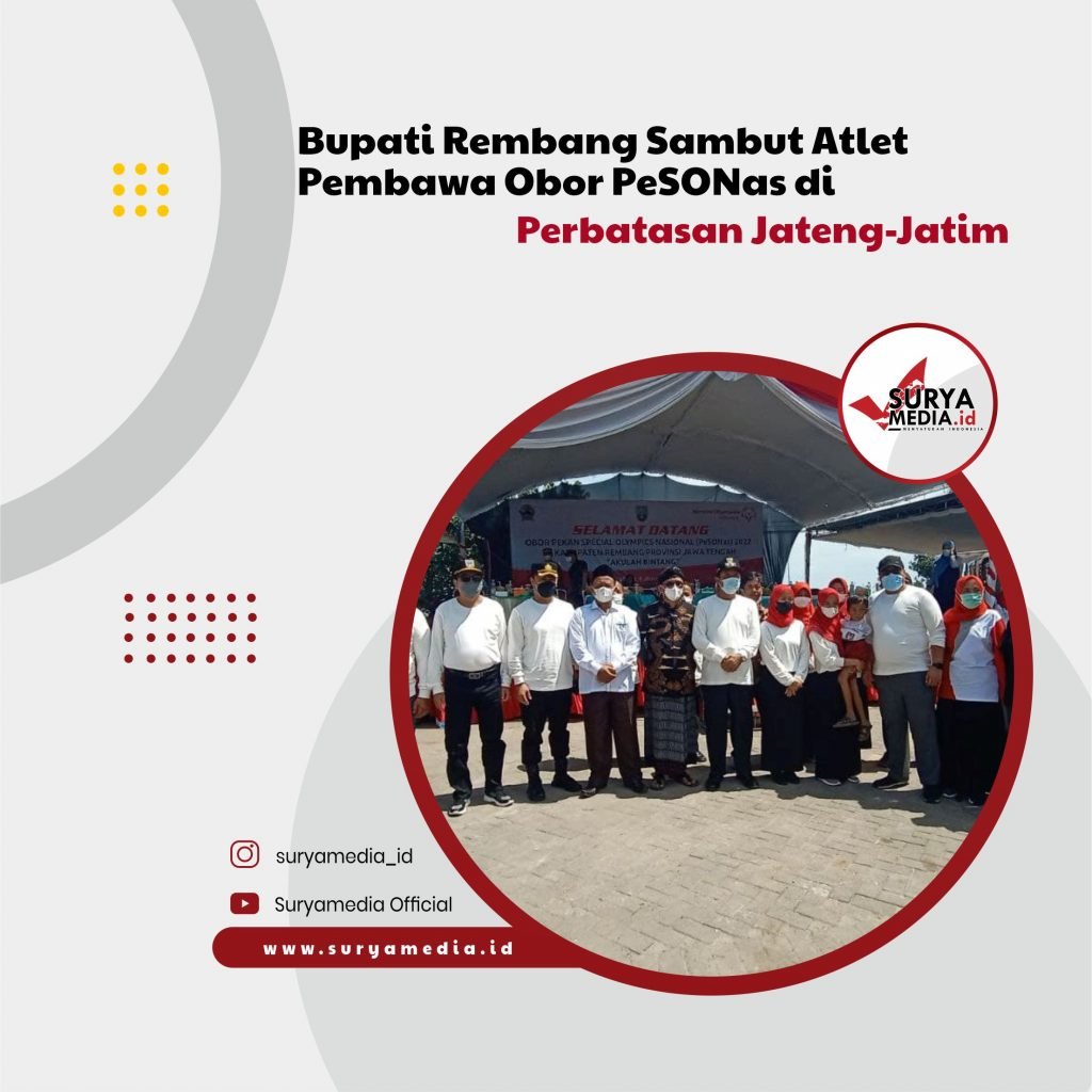 Bupati Rembang Sambut Atlet Pembawa Obor PeSONas di Perbatasan Jateng-Jatim