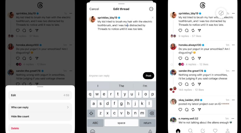Threads Luncurkan Fitur Edit Postingan Tanpa Riwayat - Suryamedia.id